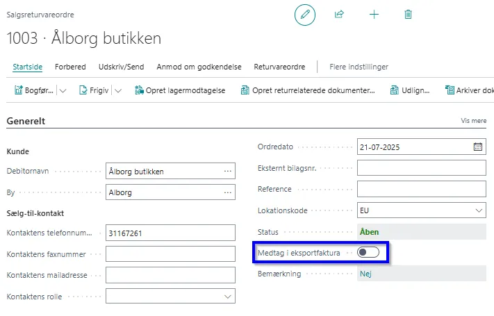 Eksportfaktura kredit