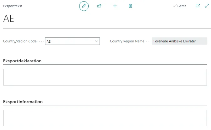 Eksportfaktura tekst